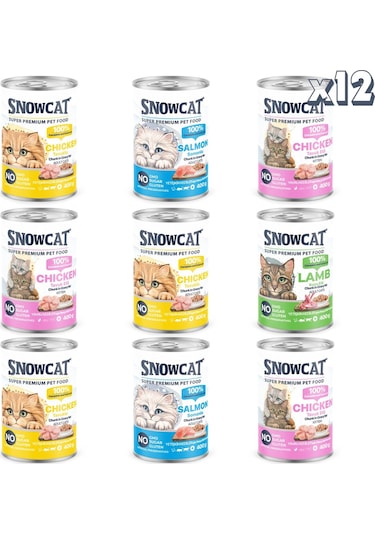 Snow Cat Premium Parça Etli Karışık Kedi Konservesi 12 x 400 G