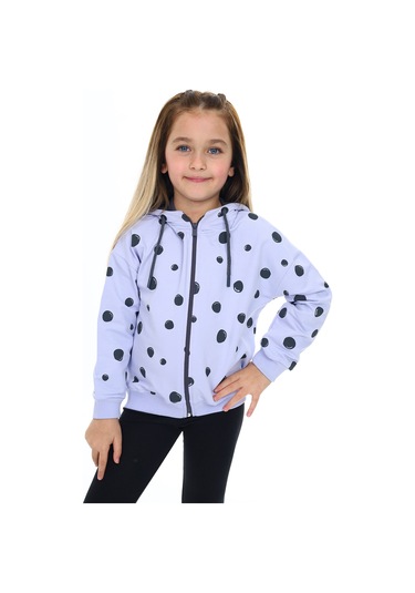 Toontoy Kız Çocuk Baskılı Hırka Mavi