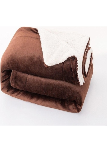 Novahub Kahverengi Kış Yün Battaniye Yetişkin Kalın Sıcak Kış Çift Taraflı Düz Renk Seyahat Ofis Battaniye Kanepe Kahverengi Kahverengi