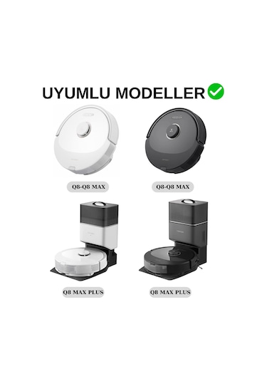 Roborock Q8 Max, Q8 Max Plus Beyaz Uyumlu Yedek Fırça Hepa Filtre Mop Seti-16 Parça