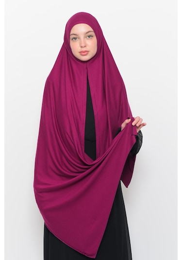 Hazır Pratik Geçmeli Lüks Düz Penye Şal Çapraz Hizalı Koyu Fuşya