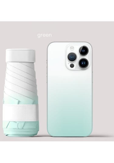 Yystore Kadın Altı Kemikli Ultra Hafif Mini Güneş Şemsiyesi Degrade Renk Bhl8384 Su Yeşili