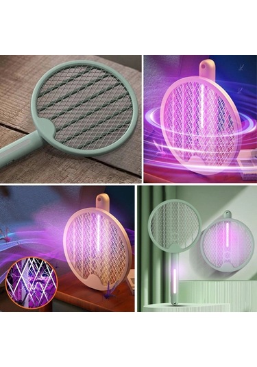 Tenis Raketi Tipi Masaüstü Olabilen Gece Lambalı Sinek Kovucu,öldürücü Raket Çok Renkli