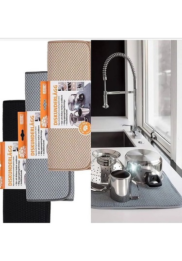 Smart Microfiber System Bulaşık Kurutma Paspası, Mikrofiber 194483998 Gri