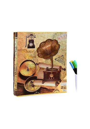 Rabsev RS21 Fotoğraf Albümü 10x15cm 600 lük Gramafon Desenli Kutulu Yatay Dikey Modeli