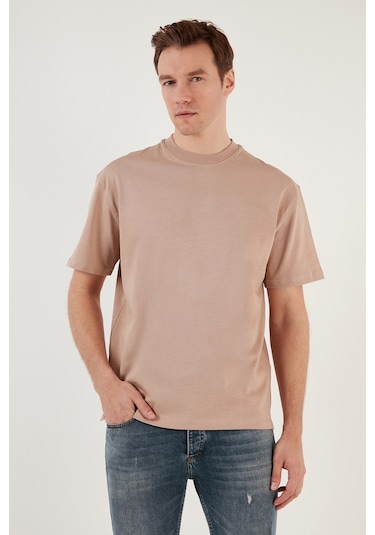 Buratti Pamuklu Relaxed Fit Sıfır Yaka Erkek T Shirt 5905446 Kum