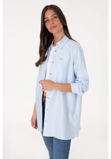 U.s. Polo Assn. Kadın Açık Mavi Gömlek Tunik Dokuma 50306411-vr003 Acık Mavı