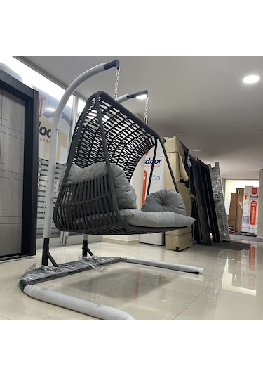 Çift Kişilik Gri Renk Salıncak Antrasit
