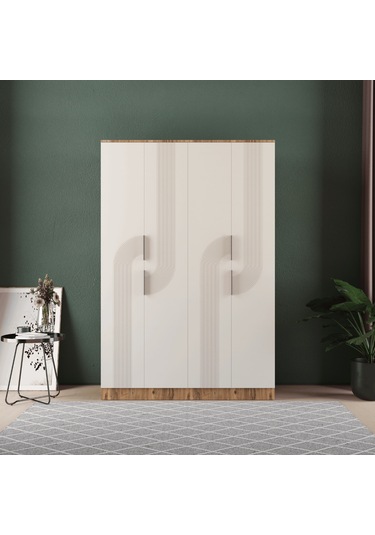 Ekin 4 Kapaklı Eko Bazalı Gardırop - Mdf Kapak Aytaşı
