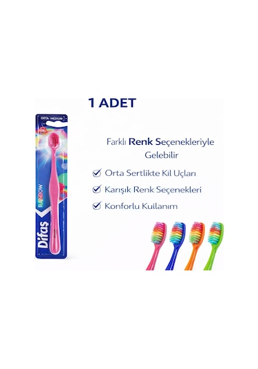 Difas Rainbow Orta Sert Diş Fırçası Medium 1adet