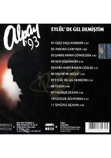 Alpay - Alpay'93 Eylül'de Gel Demiştim CD