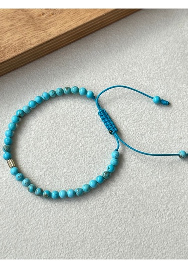 14 Ayar Altın Burgu Altın Detaylı Doğal Firuze Taşlı Şık Altın Bileklik Altın