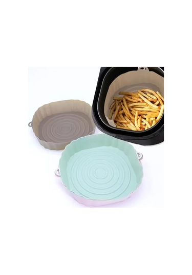 4 Adet Air Fryer Tava Silikon Sepet Yeniden Kullanılabilir Airfryer Tencere Tava Astarı Çok Renkli