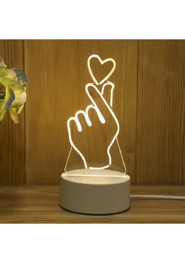 3d Gece Lambası Usb Renkli Uzaktan Kumanda - Kalp Diğer