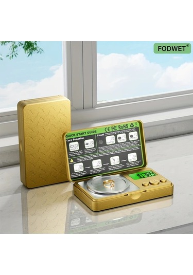 Willowhaven Fodwet 50g 0.001g Hassas Terazi 7 Birim Tartım Tepsi Tırnakçı Altın Sarı Taşınabilir Altın