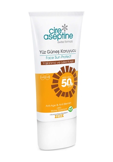 Cire Aseptine Yaşlanma ve Leke Karşıtı Koruyucu Yüz Güneş Kremi SPF50+ 50 ML