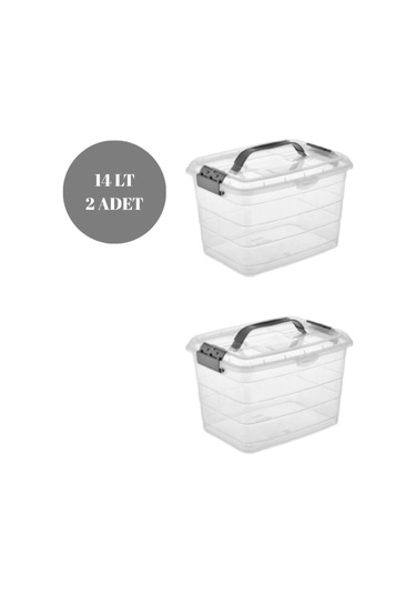 Saklama Kutusu Düzenleyici Alet Taşıma Kutusu Kilitli Saklama Kabı Çok Amaçlı 14 Lt 2 Adet ŞEFFAF