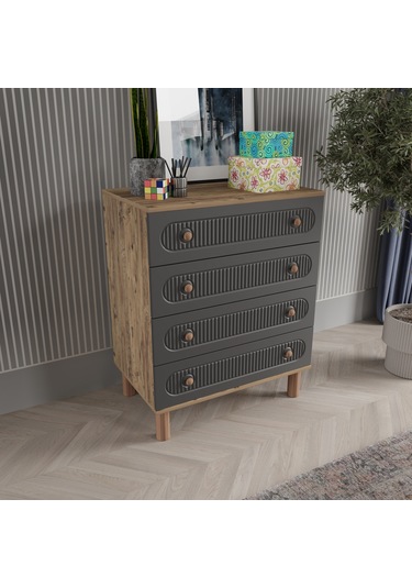 Mila 4 Çekmeceli Şifonyer - Mdf Kapak Antrasit