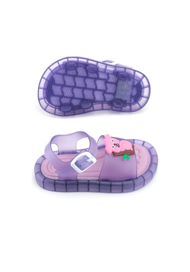 Gezer Yazlık Kız Çocuk Suni Deri Işıklı Rahat Taban Bilekten Ayarlanabilir Günlük Sandalet LILA