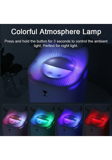 Pazly 3.3l Büyük Kapasiteli Nemlendirici - Otomatik Kapanış, Usb Şarj, 3 Sis Seçeneği, Sessiz, Ev-ofis Kullanımı İçin