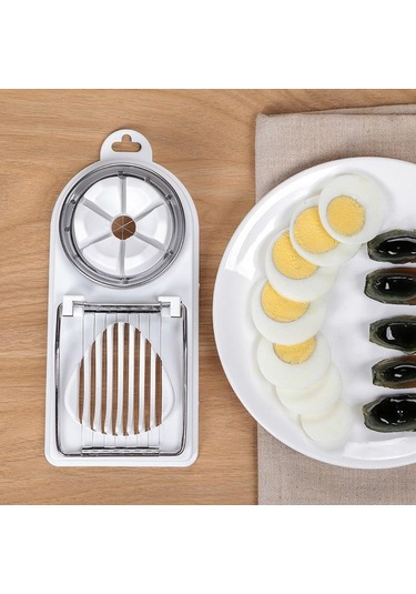 Kırmızı Çok Fonksiyonlu Yumurta Dilimleme Paslanmaz Çelik Dilimleme Fantezi Splitter Yumurta Kesme Aleti Ev Iki Bir Yumurta Kesici Mutfak Aletleri Kırmızı