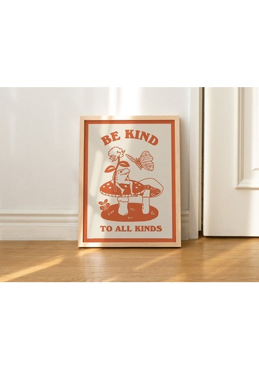 Nazik Olun Duvar, Mantar Dekoru, Sevimli Kurbağa