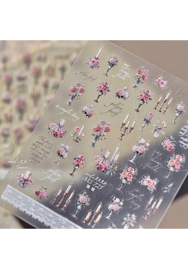 Flybuy 5d Beyaz Papatya Nail Art Süslemeleri Çıkartmalar Sarı Desenler Ms725