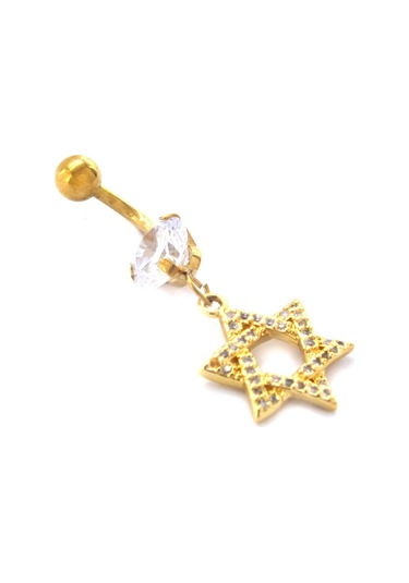 Ferizz Altın Kaplama Zirkon Taşlı Pentagram Piercing Prc-125 Altın