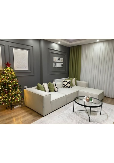 Mode Soft Köşe Koltuk Takımı 4 Modül Anka 02 Kırık Beyaz Kadife