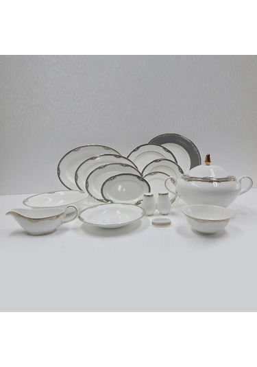 Evaliza Versailles Altın 60 Parça Yemek Takımı Desenli