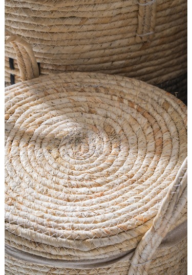 Mira Hasır 5 Li Çok Amaçlı Sepet Seti Krem