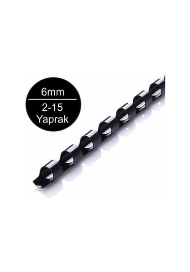 Sarff 6Mm Siyah Plastik Spiral 2-15 Yaprak Kapasiteli 100 Lü Kut