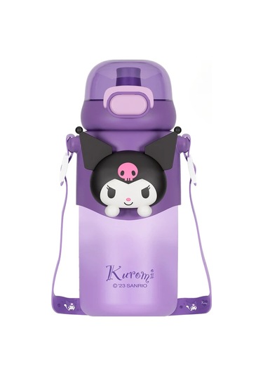 460 Ml Kuromi Çocuk Termos Kız Saman Su Isıtıcısı Crossbody Paslanmaz Çelik F 460ml F