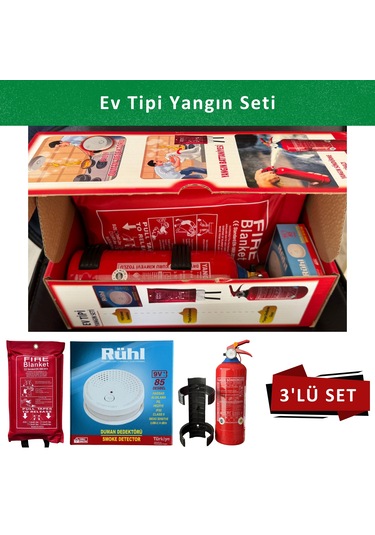 Ev Tipi Yangın Seti Mutfak Yangın Tüpü 120 x 120 CM - Yangın Battaniyesi 1 KG