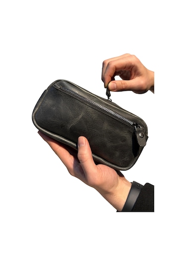 Mft Leather Design Hakiki Deri Erkek Çanta El Portföyü Raven 2501 Antrasit