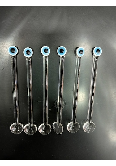 El Yapımı Cam Çay Kaşığı Beyaz 12 Adet