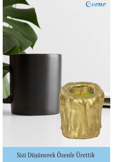 Mumluk Şamdan Tealight Mum Uyumlu Orta Erimiş Mum Model - Altın