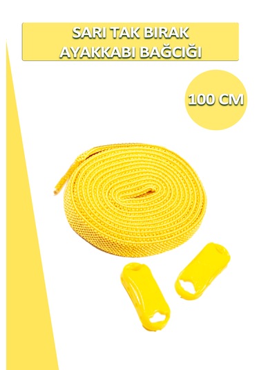 Elastik Sarı Akıllı Bağcık Tak Bırak Ayakkabı Bağcığı 100cm Sarı