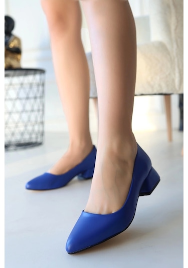 Desniy Mavi Cilt Kadın Topuklu Ayakkabı Mavi