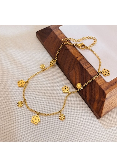 Sones Opk Gz196 Paslanmaz Çelik İskelet Çiçek Bileklik Altın