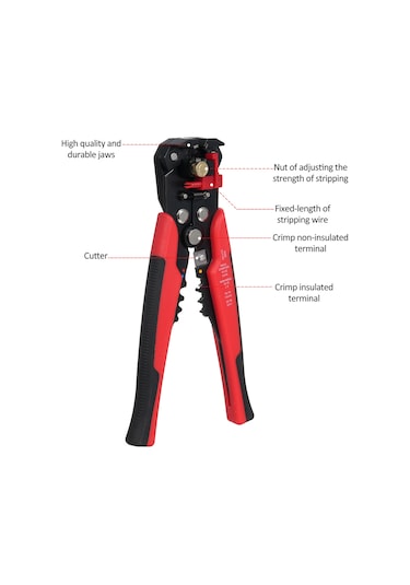 Symbee Profesyonel Kablo Soyma Ve Sıkma Pensesi + 700 Adet Yalıtımlı Terminal Seti - Kırmızı