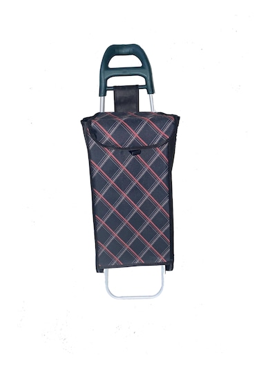 Tekerlekli Pazar Arabası Ve Çantası, Pazar Sepeti - Gri Siyah