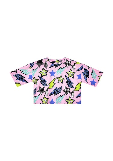 Denokids Mushi Yıldız Ve Şimşek Kız Çocuk T-shirt Denim Şort Takım Çok Renkli