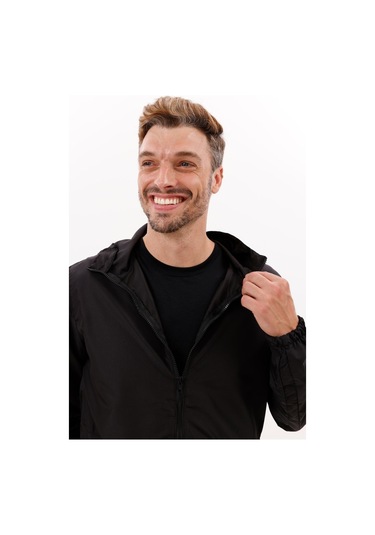 Erkek Kapüşonlu Su Ve Rüzgar Geçirmez Astarlı Oversize Yağmurluk Siyah