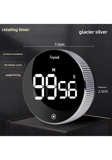 Symbee Yeni Model Dönen Lastikli Mıknatıslı Zamanlayıcı - Mutfak, Fırınlama, Öğrenme, Ev Ve Dış Mekan Kullanıma Uygun Buz Mavisi