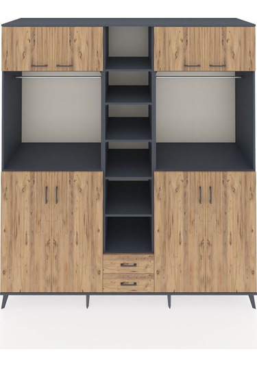 Kronos Dolap 14 Raflı 2 Çekmeceli 2 Askılı 220x59x243 Antrasit-çam/çam Atlas Çam/atlas Çam Kronos Dolap 14 Raflı 2 Çekmeceli 2 Askılı 220x59x243 Antrasit-çam/çam Atlas Çam/atlas Çam