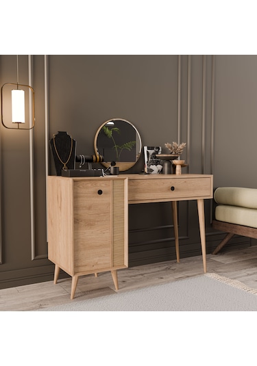 2244 Love Ahşap Ayaklı Mdf Çerçeveli Makyaj Masası Sepet-yunus