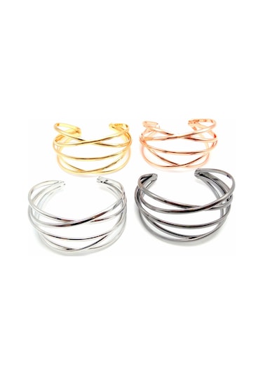 Geeroyoo Beş Çizgili Metal Delikli Bileklik - Altın Renk, Hafif Ve Şık Aksesuar Gold