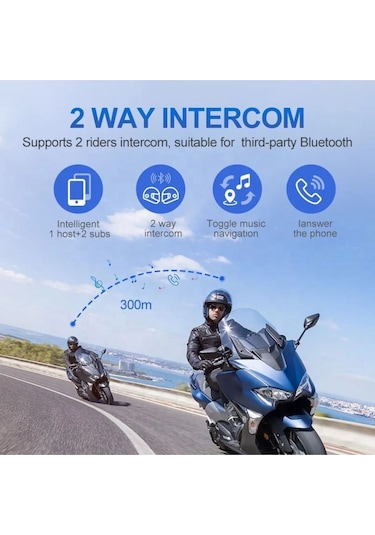 Y20 Max Telsiz Özellikli 5.3 Motosiklet Kask Kulaklık Intercom Işıklı Motorsiklet Interkom 1 Adet