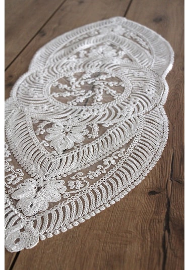Dantel Kordon Örme Detay Masa Runner Fiskos Örtüsü 100x35 Cm 1006-ortayvrlk 001